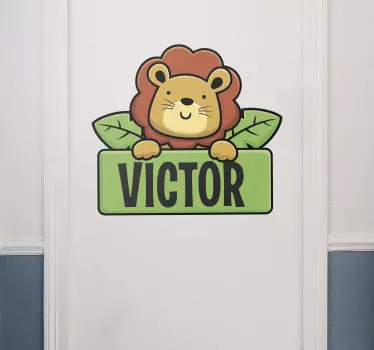Autocolant personalizat pentru usa de sticla cu nume de leu - TenStickers