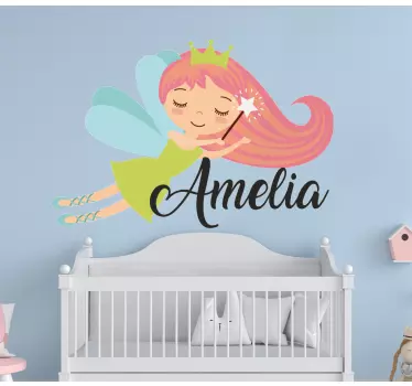 Autocolant personalizat prințesă zână de păr roz - TenStickers