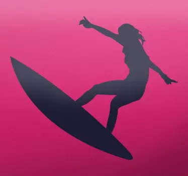 Autocolant silueta surfer fata - TenStickers
