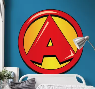 Autocolant super-erou cu literă inițială - TenStickers