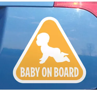 Autocolant triunghi galben și alb copil în mașină - TenStickers