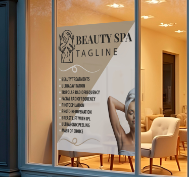 Sticker translucid vitrină salon de înfrumusețare servicii - TenStickers
