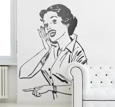 Autocolante pentru pereti portret retro al unei femei din anii '5 - TenStickers