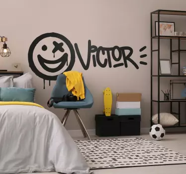 Autocolante de perete urban "Smiley" numeNume zâmbitor - TenStickers