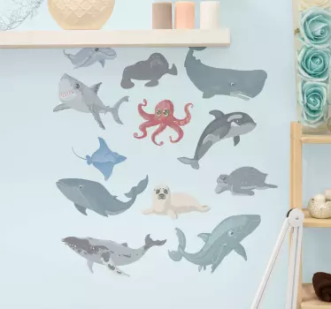 Balenă delfin rechin broască țestoasă pește decal - TenStickers