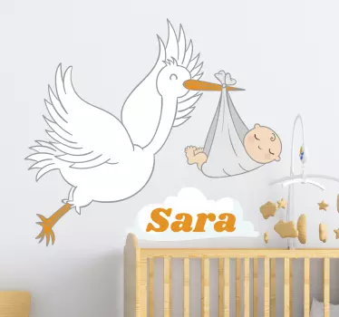 Barza cu bebeluș și nume pentru bebeluș - TenStickers