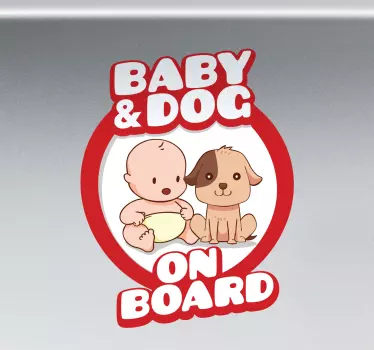 Bebeluș și câine la bord bebeluș în autocolant auto - TenStickers