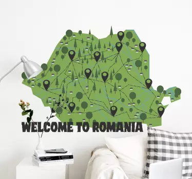 Bine ați venit pe autocolantul de perete al hărții româniei - TenStickers