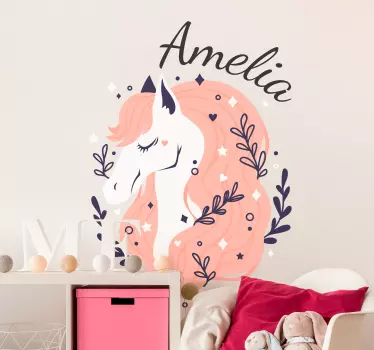 Cal cu autocolant cu nume personalizat pentru animale de fermă - TenStickers