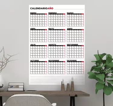 Calendar tablă autocolant pentru a scrie pe decal - TenStickers
