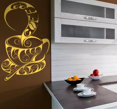 Ceasca de autocolant pentru pereti de cafea - TenStickers
