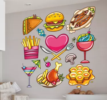 Colecție ilustrată de alimente pentru inimă - TenStickers