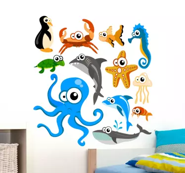 Colecții de creaturi de mare curioase autocolante pentru copii - TenStickers