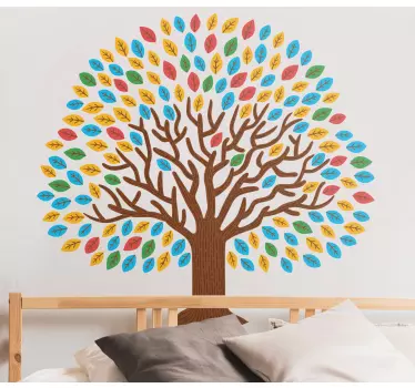 Copac de pădure cu frunze colorate autocolant de perete dormitor  - TenStickers