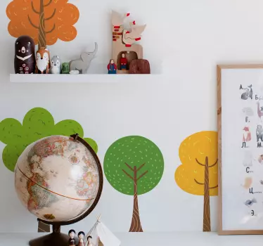 Copaci mici colorat copac perete - TenStickers