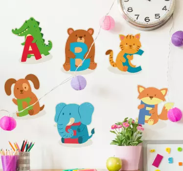 Copii alfabet animale alfabet perete decal - TenStickers