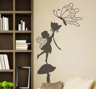Copii ciuperci fairy fluture decal - TenStickers