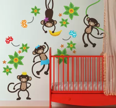 Copii de partid maimuțe perete decal - TenStickers