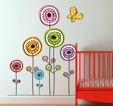 Copii flori abstracte și decal perete fluture - TenStickers