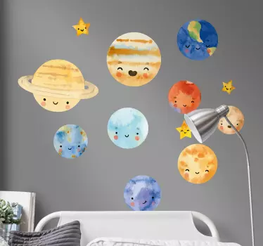 Copii planete sistem solar decal perete spațiu - TenStickers