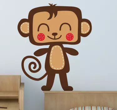 Copii zâmbind autocolant de perete maimuță - TenStickers