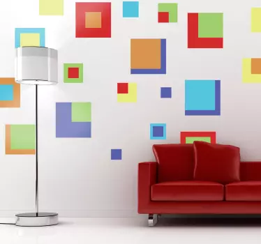 Curcubeu autocolant pătrat geometric - TenStickers