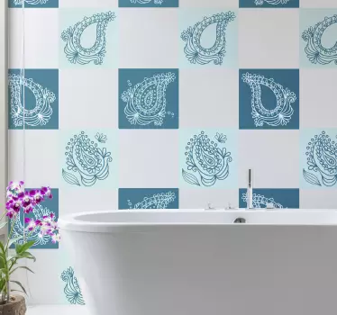 Decalaj floral transfer de țiglă paisley - TenStickers
