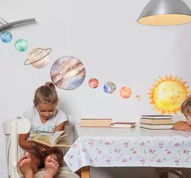 Decalcomanie de călătorie vintage sistem acuarelă sistem solar - TenStickers