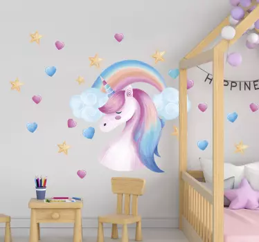 Decor de perete animal unicorn în stil nordi - TenStickers