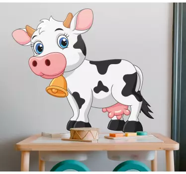Decor de perete cu animale de vacă cu desene animate fericite - TenStickers