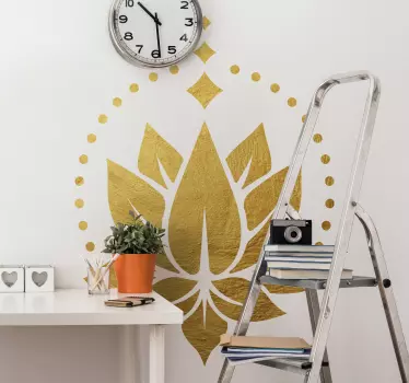 Decor de perete cu flori de lotus auriu - TenStickers