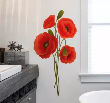 Decor de perete cu flori delicate-mac - TenStickers