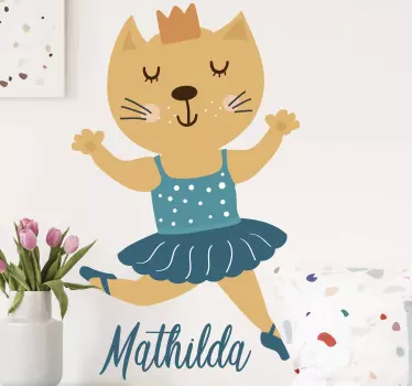 Decor personalizat de perete de balerină pentru pisici - TenStickers