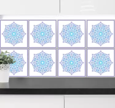 Delfts transfer albastru de tigla mandala - TenStickers