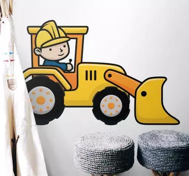 Desen animat excavator ilustrare de lucru artă de perete - TenStickers