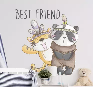 Desen animat panda & tiger art wall art - TenStickers