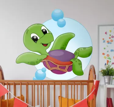 Desen animat pentru copii de țestoase de broască țestoasă - TenStickers