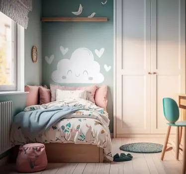 Decorare perete desene animate cap de nor - TenStickers