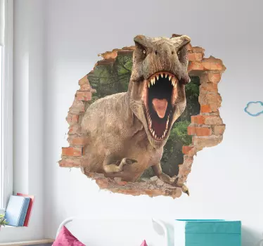 Dinozaur trompe l'oeil decal perete - TenStickers
