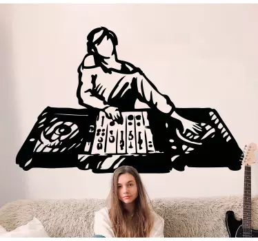 Dj desenat manual cântând decalcomanii de perete pentru cameră pe - TenStickers