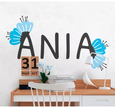 Două culori cu decor de perete cu nume de flori - TenStickers
