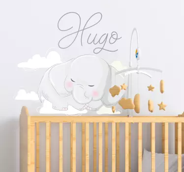 Elefant dormind pe nori numiți ilustrare autocolant - TenStickers