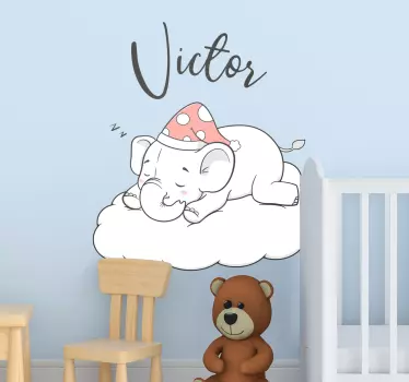Elefant în nori cu denumire de perete animal - TenStickers