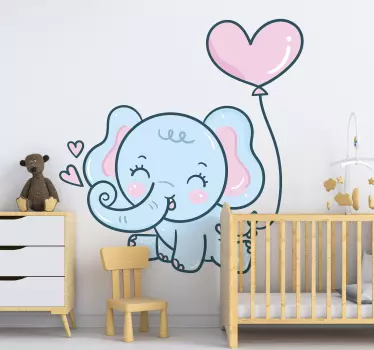 Elefant pentru bebelusi cu inimioare perete dormitor autocolant - TenStickers