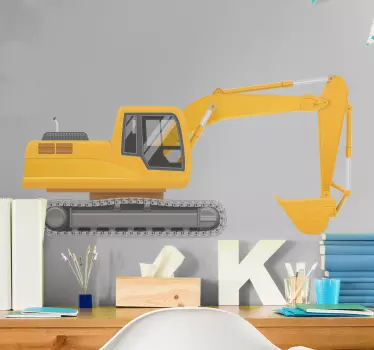 Excavator realist galben și alb pentru autocolant de jucărie pent - TenStickers
