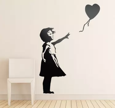Fată cu balon banksy silueta decal - TenStickers