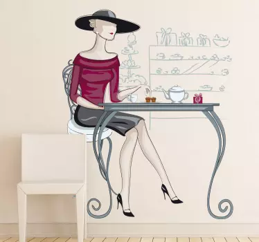 Femei la autocolant de cafenea - TenStickers