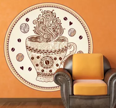 Fierbinte ceasca de autocolant de perete de cafea - TenStickers