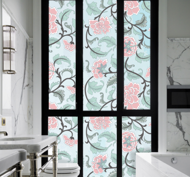 Flori japoneze ferestre decal film - TenStickers