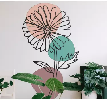 Flori margaretă natură linie artă design autocolant tapet - TenStickers